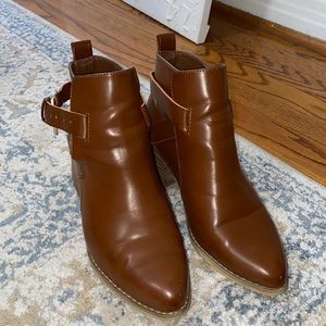 Brown leather booties